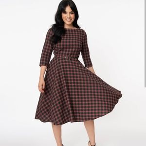 UV 1950s Grey and Red Plaid Devin Dress